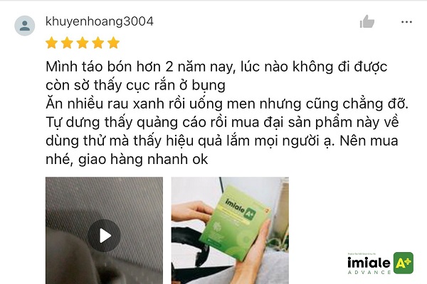 Phản hồi khách hàng sau dùng lợi khuẩn Imiale A+ 2