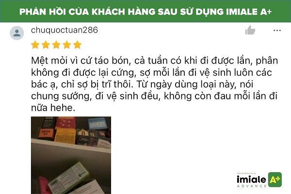 Phản hồi khách hàng táo bón sau dùng lợi khuẩn Imiale A+ 2